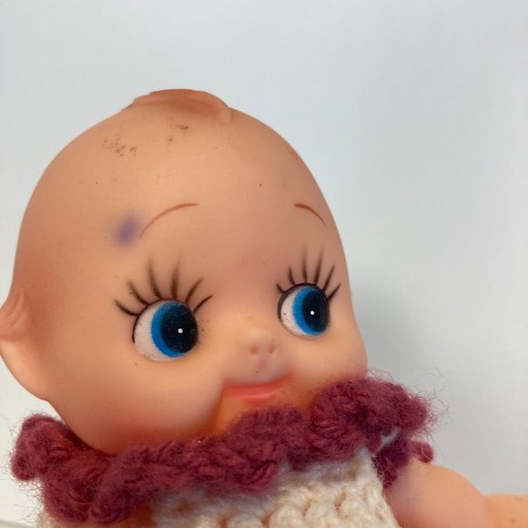 Vintage Kewpie Doll Soft Vinyl Rubber 7.5" moveable arm legs jointed Blue Eyes - Picture 12 of 15